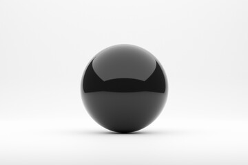 Glossy ceramic black ball on white background.