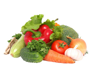Fresh vegetables isolated on white