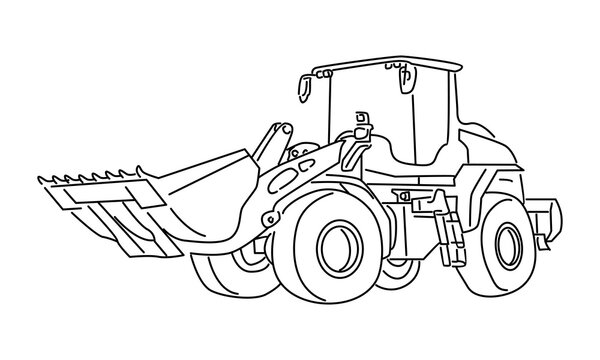 recommend clip art: line art of construction machine tractor excavator 