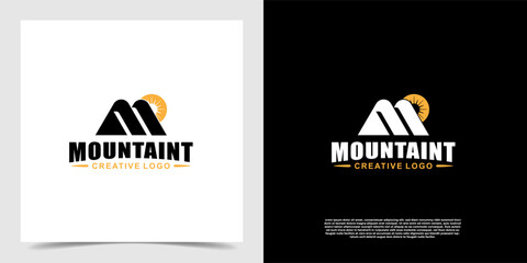 Geometric mountain silhouette logo vector design