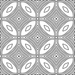 Abstract background with figures from lines. black and white pattern for web page, textures, card, poster, fabric, textile. Monochrome graphic repeating design.
