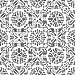 Abstract background with figures from lines. black and white pattern for web page, textures, card, poster, fabric, textile. Monochrome graphic repeating design.
