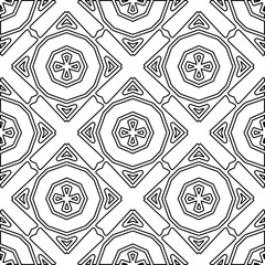 Abstract background with figures from lines. black and white pattern for web page, textures, card, poster, fabric, textile. Monochrome graphic repeating design.
