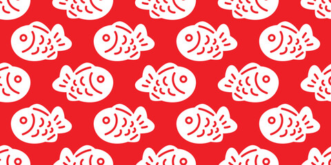 fish Taiyaki Seamless pattern japanese food bakery snack doodle cartoon vector tuna shark salmon dolphin icon ocean sea gift wrapping paper repeat wallpaper tile background scarf isolated pet animal i