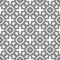 Abstract background with figures from lines. black and white pattern for web page, textures, card, poster, fabric, textile. Monochrome graphic repeating design.
