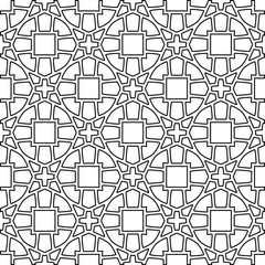 Abstract background with figures from lines. black and white pattern for web page, textures, card, poster, fabric, textile. Monochrome graphic repeating design.