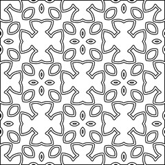 Abstract background with figures from lines. black and white pattern for web page, textures, card, poster, fabric, textile. Monochrome graphic repeating design.