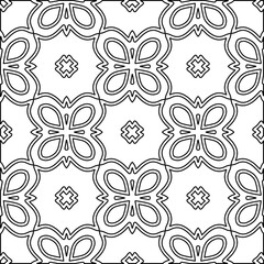 Abstract background with figures from lines. black and white pattern for web page, textures, card, poster, fabric, textile. Monochrome graphic repeating design.