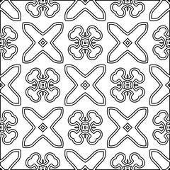 Abstract background with figures from lines. black and white pattern for web page, textures, card, poster, fabric, textile. Monochrome graphic repeating design.