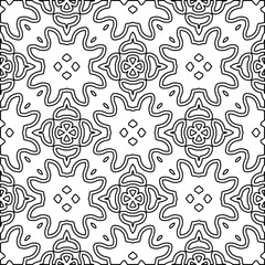 Abstract background with figures from lines. black and white pattern for web page, textures, card, poster, fabric, textile. Monochrome graphic repeating design.