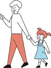 手を繋いで歩く親子