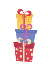 Cute card with gift boxes pyramid.