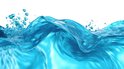 Pure flowing water isolated on white background. Generative art.