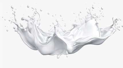 Fresh natural milk, yogurt or white paint splash isolated on white background. Photorealistic generative art	