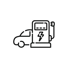 Car charging line icon isolated on white background