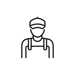 Mechanic line icon isolated on white background. Worker engineer icon