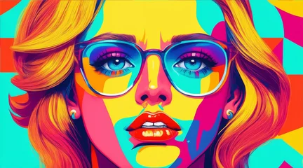 Foto op Canvas A colorful pop art inspired portrait by Generative AI © BornHappy