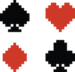 Playing card suits Pixel art vector image