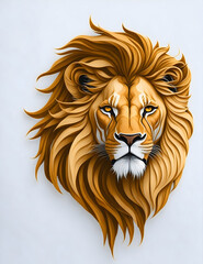 Head of lion on the white background 