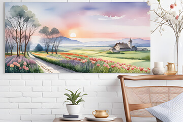 Flower road interior poster Generative AI