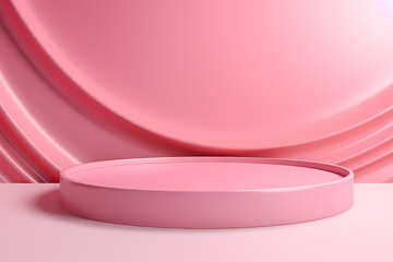 Pink podium 3d illustration background , mock up display with sparkle and glitter for beauty products or holiday event.
