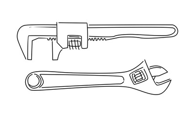 line art of wrench vector illustration