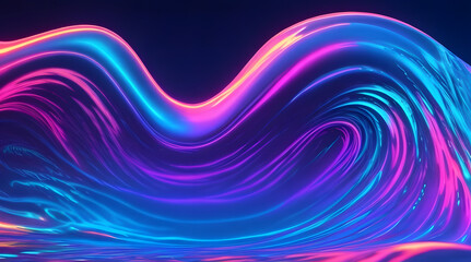 Abstract fluid iridescent holographic neon fluid curved wave in motion colorful background.3d render gradient design elements for posters, banners, wallpapers, backgrounds, and covers. Generative AI 