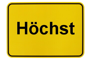 Illustration eines Ortsschildes der Gemeinde Höchst in Hessen
