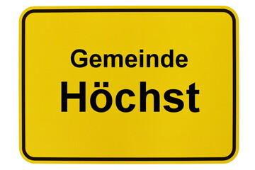 Illustration eines Ortsschildes der Gemeinde Höchst in Hessen