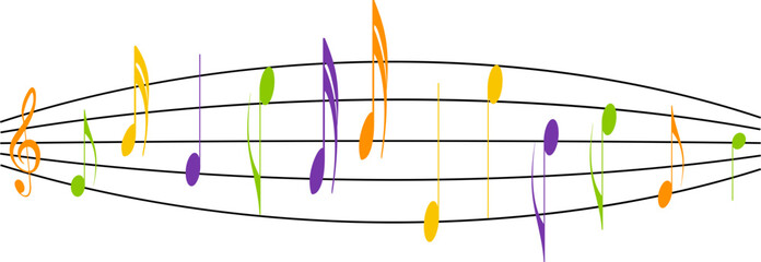 Colorful Music Note isolated on white background. Vector illustration.