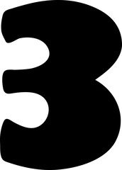 3 number alphabet solid letter display font.