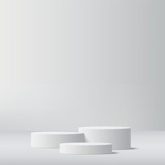 Abstract background with white color geometric 3d podiums. Vector