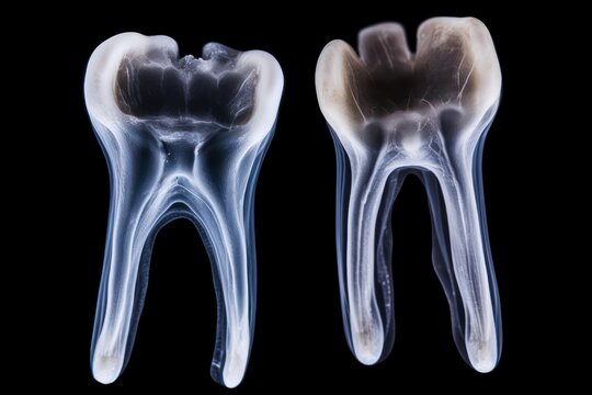 X-ray of two human tooth molars both showing infection