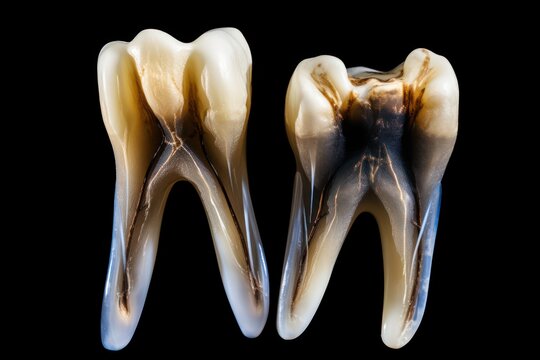 X-ray of two human tooth molars both showing infection