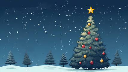 hand drawn cartoon christmas tree illustration design
