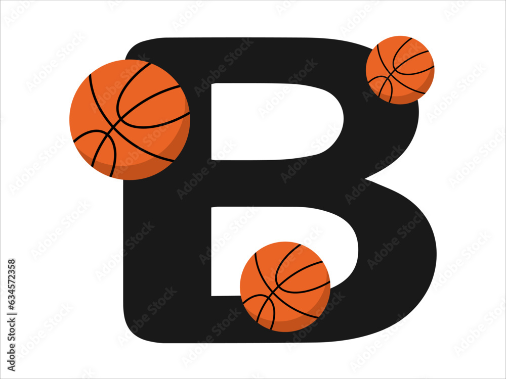 Wall mural Basketball alphabet sport Letter B illustration