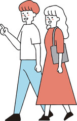 お出かけする夫婦　カップル