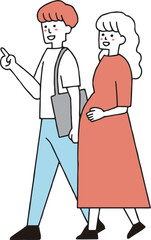 お出かけする夫婦　カップル