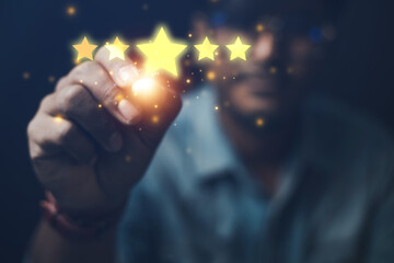 Business people rate service experience in online business application, customer satisfaction...
