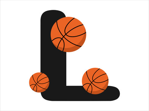 Basketball alphabet sport Letter L illustration