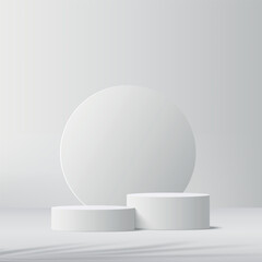 Abstract background with white color geometric 3d podiums. Vector