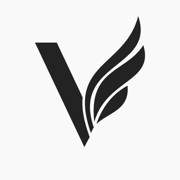 Letter V Wing Logo Design For Freight and Transportation Symbol. Wing Logotype Template