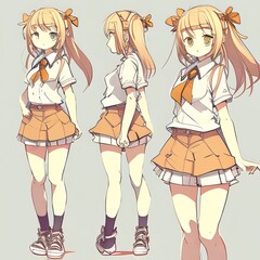 cute anime manga schoolgirl in a short skirt