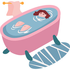 Woman in bath vector spa girl isolated icon