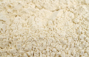 Food additiveAnimal protein powder. Heap on white background