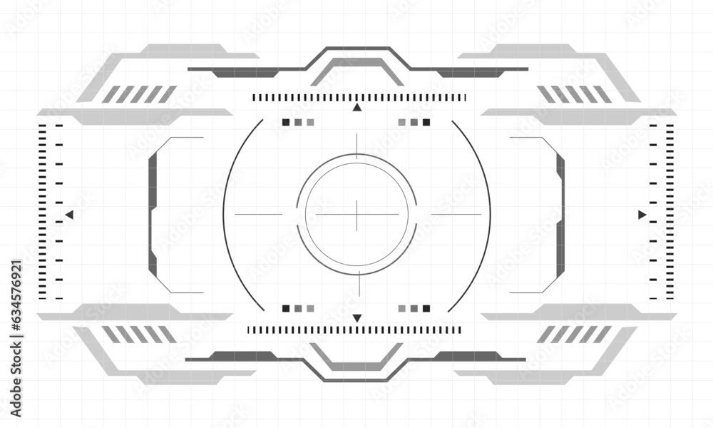 Poster hud sci-fi interface screen monochrome view design virtual reality futuristic technology display vec