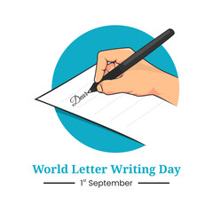 vector illustration of hand writing on paper suitable for world letter writing day