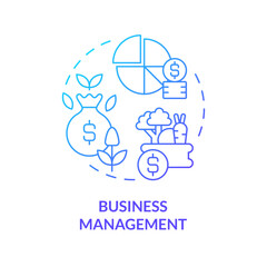 Fototapeta na wymiar Business management blue gradient concept icon. Strategic planning. Crop rotation. Market analysis. Farm industry. Round shape line illustration. Abstract idea. Graphic design. Easy to use