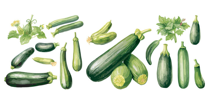 watercolor zucchini clipart for graphic resources