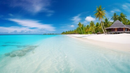 Fototapeta na wymiar Beautiful beach with palm tree
